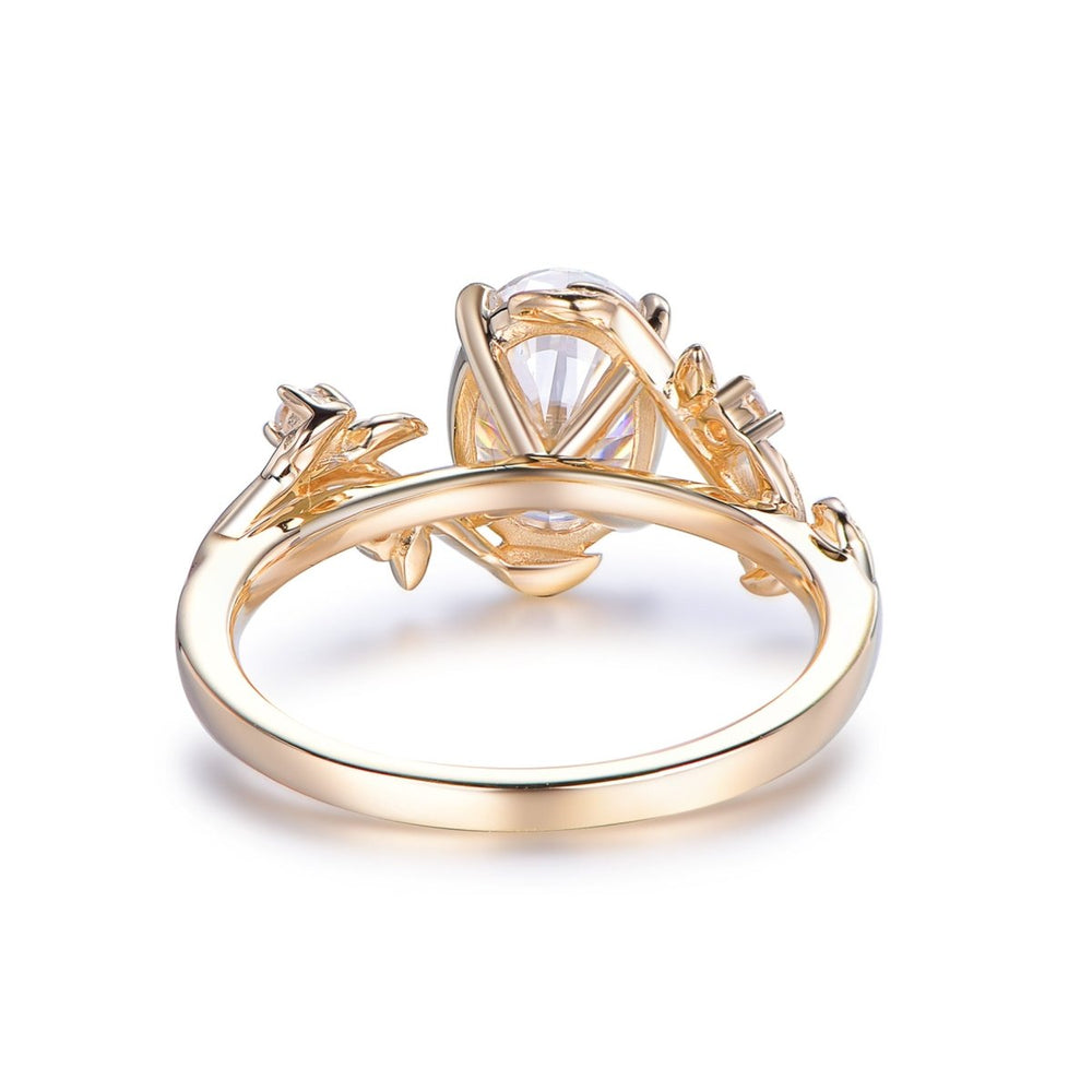 1.2ct Oval Moissanite Engagement Vine Ring 14K Yellow Gold | LOGR