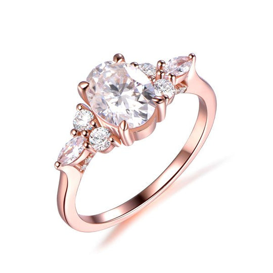 1.2ct Vintage Oval Moissanite With Marquise Diamond Accents