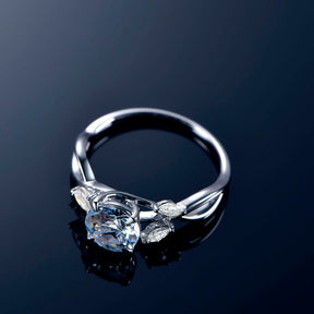 1.4ct Aquamarine Engagement Ring Leaf Ring 18K White Gold - Lord of Gem Rings