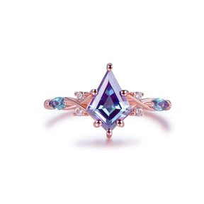 1.4ct Kite Alexandrite Vintage Rope Ring in 14K Gold/Silver - Lord of Gem Rings