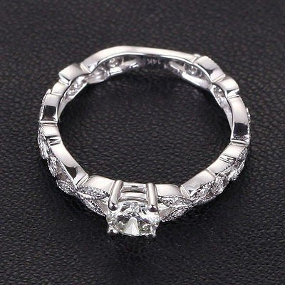 14K White Gold Antique Style Diamond Wedding Ring Engagement Ring (.75ct.tw.) - Lord of Gem Rings