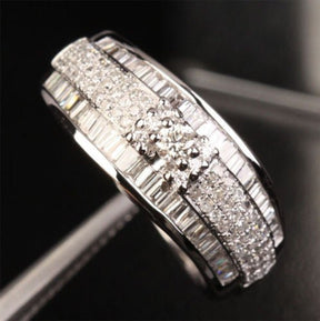 14K White Gold Baguette & Pavé Diamond Wedding Ring Engagement Ring Brilliant Channel (1.41ct.tw.) - Lord of Gem Rings