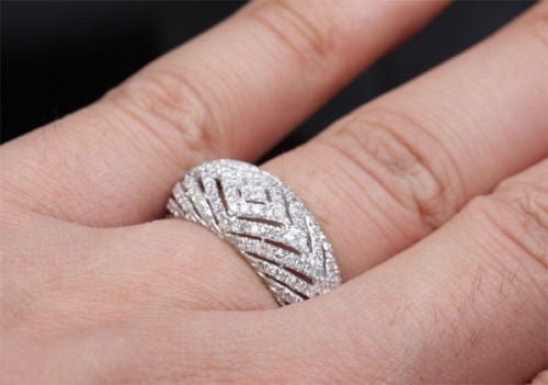 14K White Gold Pavé Diamond Wedding Ring Engagement Ring (1.42ct.tw.) - Lord of Gem Rings