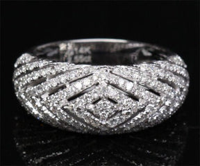 14K White Gold Pavé Diamond Wedding Ring Engagement Ring (1.42ct.tw.) - Lord of Gem Rings