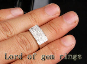 14K White Gold Pavé-Set Diamond Square Wedding Ring (.56ct.tw.) - Lord of Gem Rings