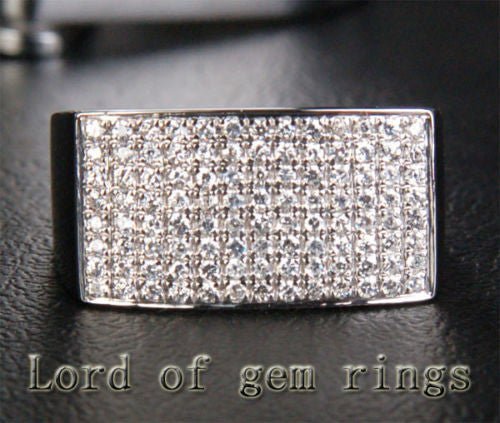 14K White Gold Pavé-Set Diamond Square Wedding Ring (.56ct.tw.) - Lord of Gem Rings