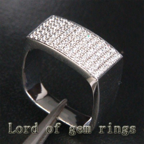 14K White Gold Pavé-Set Diamond Square Wedding Ring (.56ct.tw.)