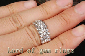 14K White Gold Triple Row Diamond Wedding Ring Engagement Ring(.72 ct.tw.) - Lord of Gem Rings