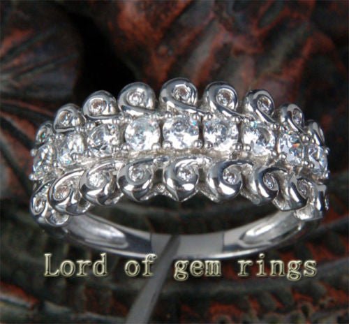 14K White Gold Triple Row Diamond Wedding Ring Engagement Ring(.72 ct.tw.) - Lord of Gem Rings