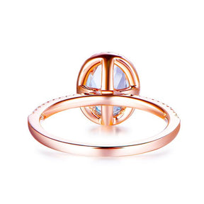 1.5ct Oval Aquamarine Diamond Halo Engagement Ring 14K Rose Gold - Lord of Gem Rings