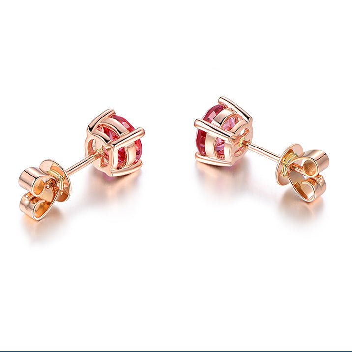 1.65CT Pink Tourmaline Stud Earrings 18K Gold - Lord of Gem Rings