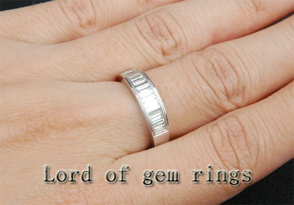 1.66ctw Channel Baguette Diamond Wedding Ring Milgrain - Lord of Gem Rings