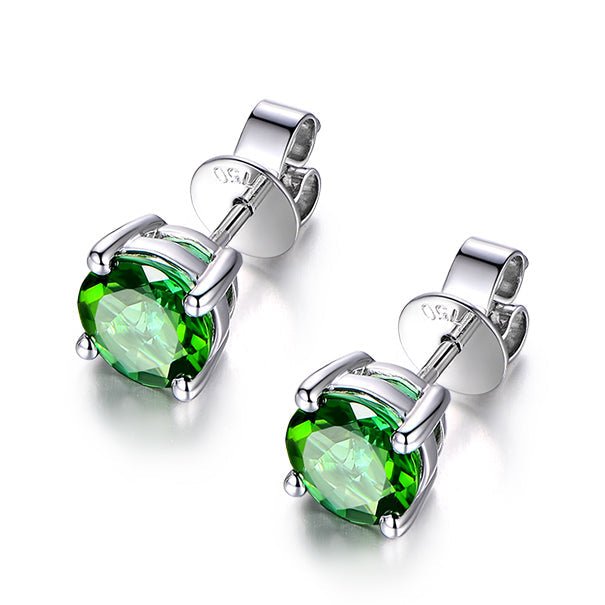 1.6CT Green Tourmaline Stud Earrings 18K Gold - Lord of Gem Rings