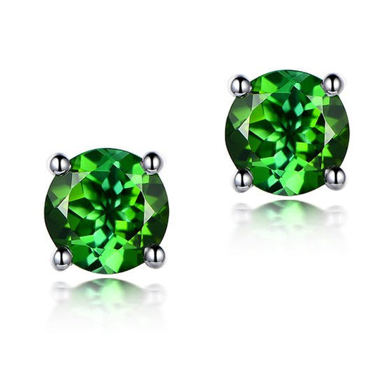 1.6CT Green Tourmaline Stud Earrings 18K Gold