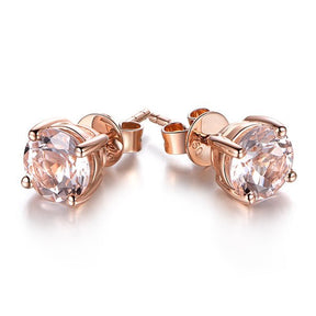 1.6CT Morganite Stud Earrings 14K Gold - Lord of Gem Rings