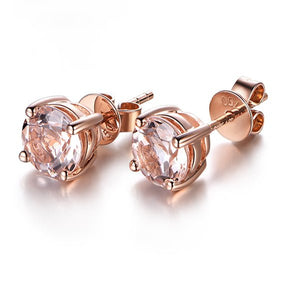 1.6CT Morganite Stud Earrings 14K Gold - Lord of Gem Rings