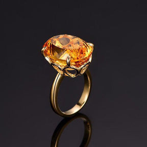 1.6ct Oval Citrine Solitaire Ring 14K Gold - Lord of Gem Rings