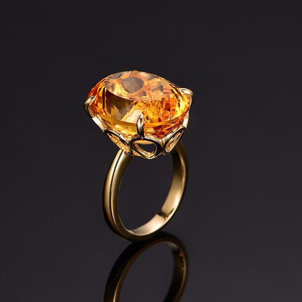 1.6ct Oval Citrine Solitaire Ring 14K Gold - Lord of Gem Rings