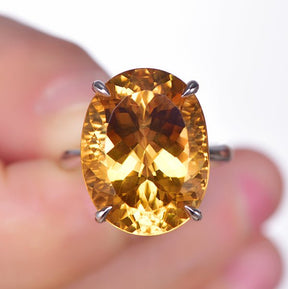 1.6ct Oval Citrine Solitaire Ring 14K Gold - Lord of Gem Rings