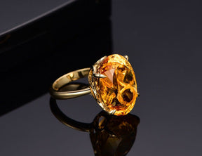 1.6ct Oval Citrine Solitaire Ring 14K Gold - Lord of Gem Rings