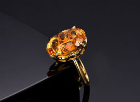 1.6ct Oval Citrine Solitaire Ring 14K Gold - Lord of Gem Rings