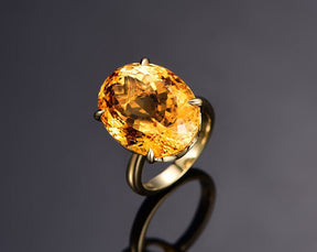1.6ct Oval Citrine Solitaire Ring 14K Gold - Lord of Gem Rings