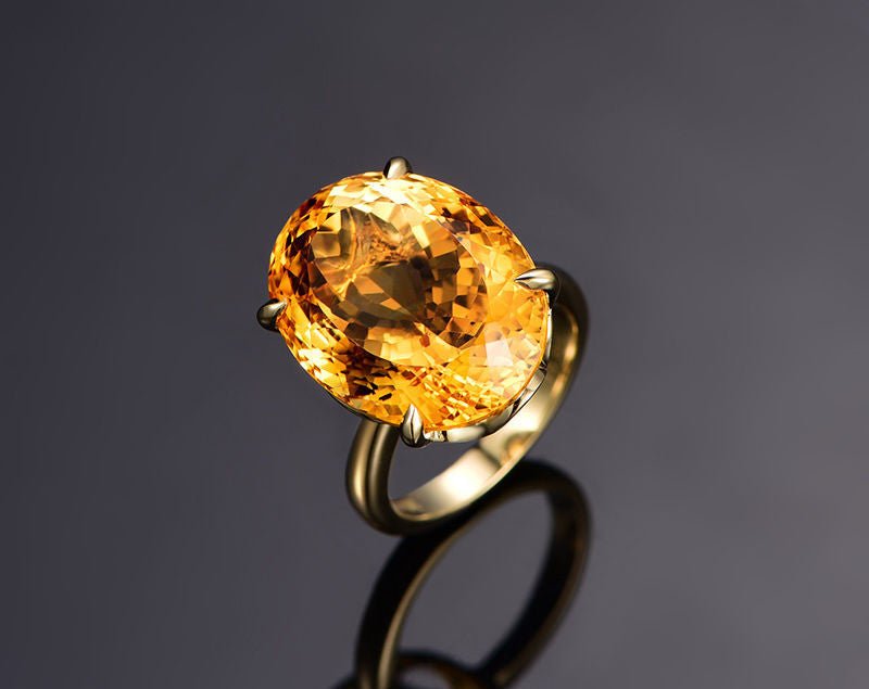 1.6ct Oval Citrine Solitaire Ring 14K Gold - Lord of Gem Rings