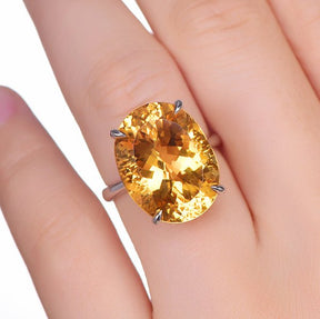 1.6ct Oval Citrine Solitaire Ring 14K Gold - Lord of Gem Rings