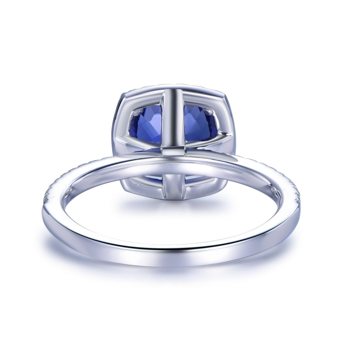 1.7ct Cushion Sapphire Diamond Halo Engagement Ring 14K Gold - Lord of Gem Rings