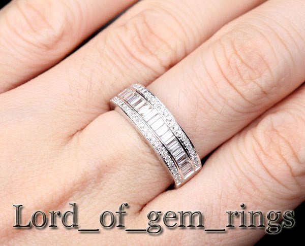 1.88ct Channel Set Triple Row Baguette Diamond Wedding Ring - Lord of Gem Rings