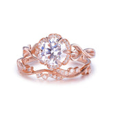 1.8ct Round Moissanite Diamond Vine Bridal Set 14K Gold - Lord of Gem Rings