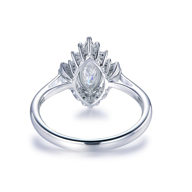 1ct Art Deco Marquise Moissanite & Diamond Engagement Ring - Lord of Gem Rings