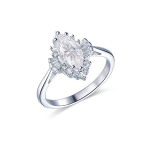 1ct Art Deco Marquise Moissanite & Diamond Engagement Ring - Lord of Gem Rings