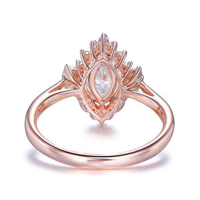 1ct Art Deco Marquise Moissanite & Diamond Engagement Ring in Rose Gold - Lord of Gem Rings
