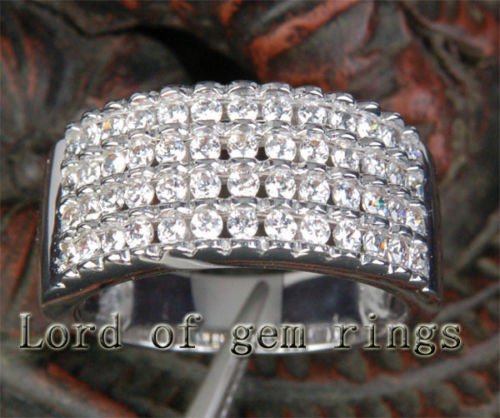 1ct Diamond Multi-Row Engagement Ring Wedding Band 14K White Gold - Lord of Gem Rings