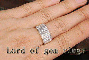 1ct Diamond Multi-Row Engagement Ring Wedding Band 14K White Gold - Lord of Gem Rings