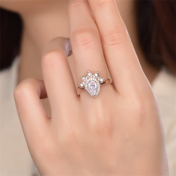 1ct Pear Moissanite Ring Diamond Tiara Halo - Lord of Gem Rings