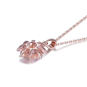 1ct Round Morganite Marquise Moissanite Necklace 14K Rose Gold - Lord of Gem Rings