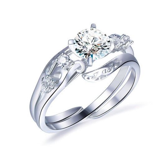 1ct Vintage Inspired Round Moissanite Ring Unique Band