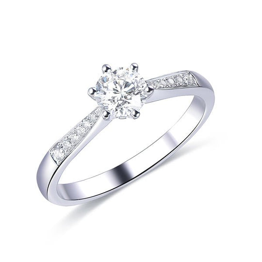 1ct Vintage Round Moissanite Diamond Accents Ring 18K Gold