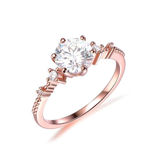 1ct Vintage Sytle Round Moissanite Engagement Ring