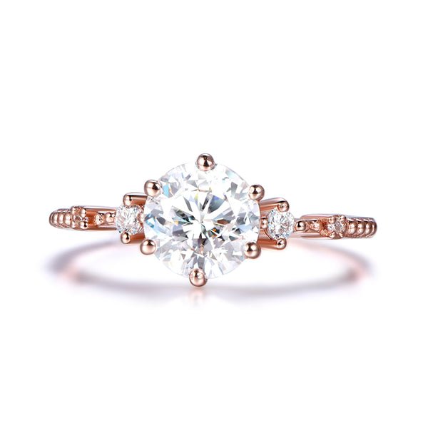 1ct Vintage Sytle Round Moissanite Engagement Ring - Lord of Gem Rings