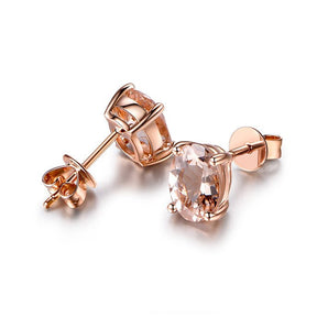 2.15ct Oval Morganite Stud Earrings 18K Rose Gold - Lord of Gem Rings