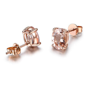 2.15ct Oval Morganite Stud Earrings 18K Rose Gold - Lord of Gem Rings