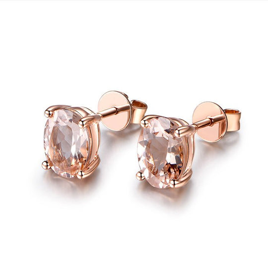 2.15ct Oval Morganite Stud Earrings 18K Rose Gold