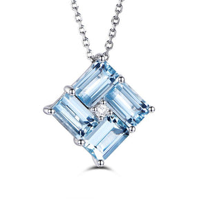 2.1ct Baguette Aquamarine Diamond Pendant 18k White Gold - Lord of Gem Rings