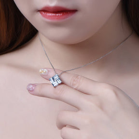 2.1ct Baguette Aquamarine Diamond Pendant 18k White Gold - Lord of Gem Rings