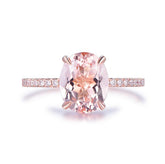 2.4ct Oval Morganite Diamond Ring 14K Rose Gold - Lord of Gem Rings