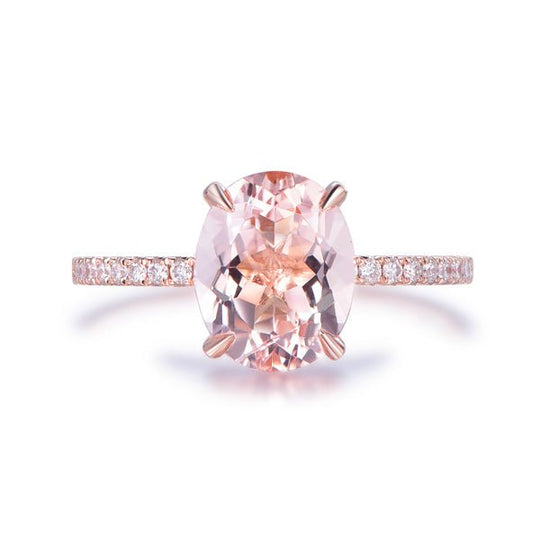 2.4ct Oval Morganite Engagement Ring 14K Gold