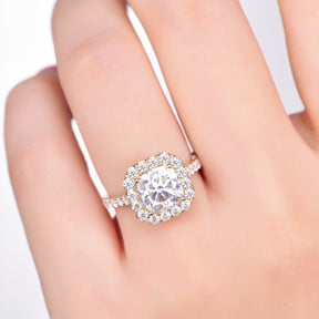 2.5ct Cushion Moissanite Engagement Halo Ring 14K Gold - Lord of Gem Rings